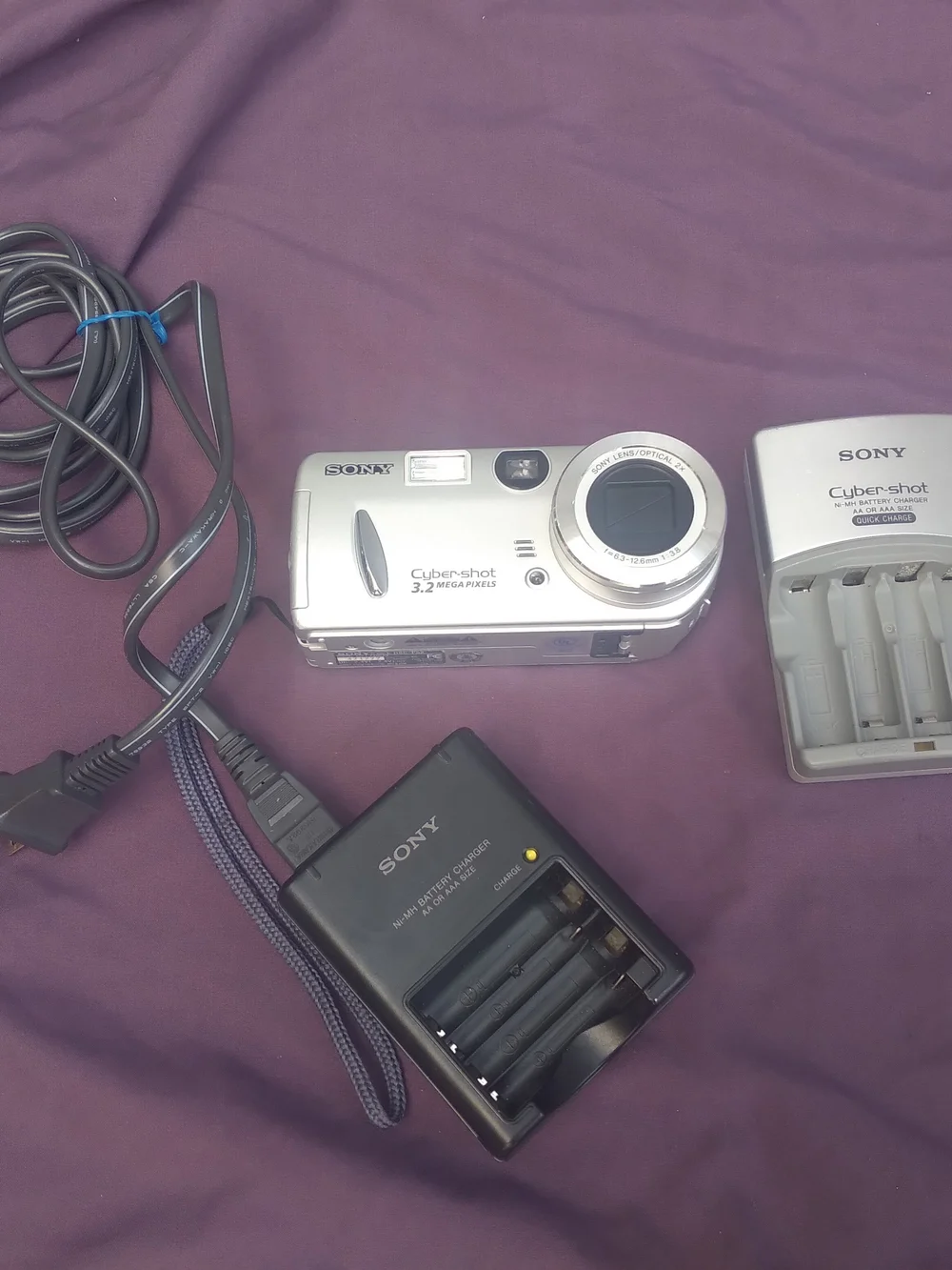 Sony Cyber-shot Silver 3.2MP Digital Camera with Chargers